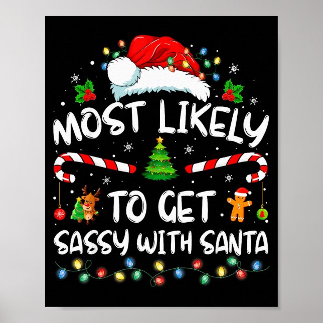 Poster Most Likely To Get Sy With Santa Funny Family Chri (Frente)