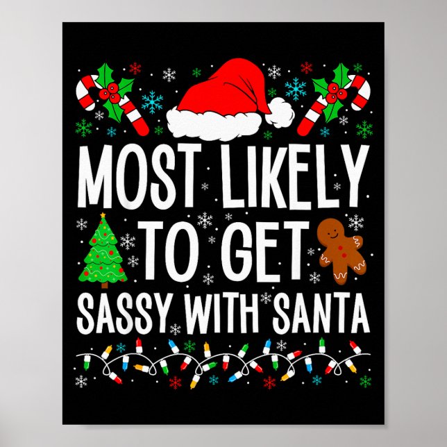 Poster Most Likely To Get Sy With Santa Funny Family Chri (Frente)