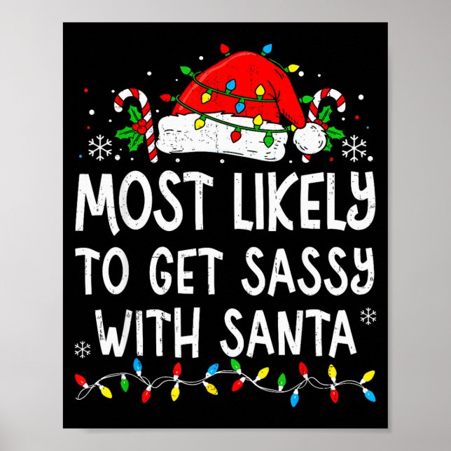 Poster Most Likely To Get Sy With Santa Funny Matching Ch (Frente)