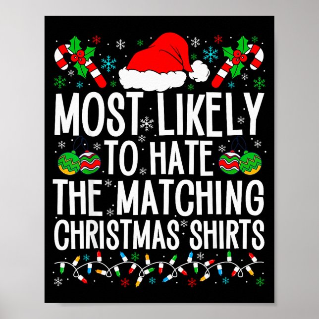 Poster Most Likely To Hate Matching Christmas Funny Famil (Frente)