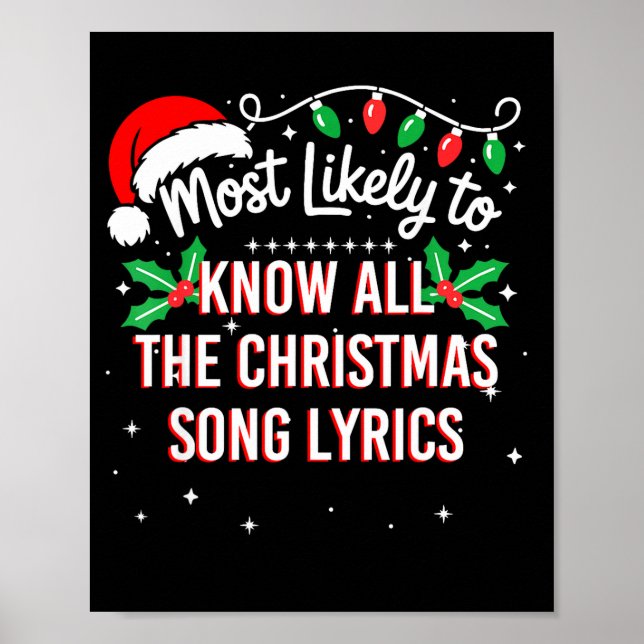 Poster Most Likely To Know All The Christmas Song Lyrics  (Frente)