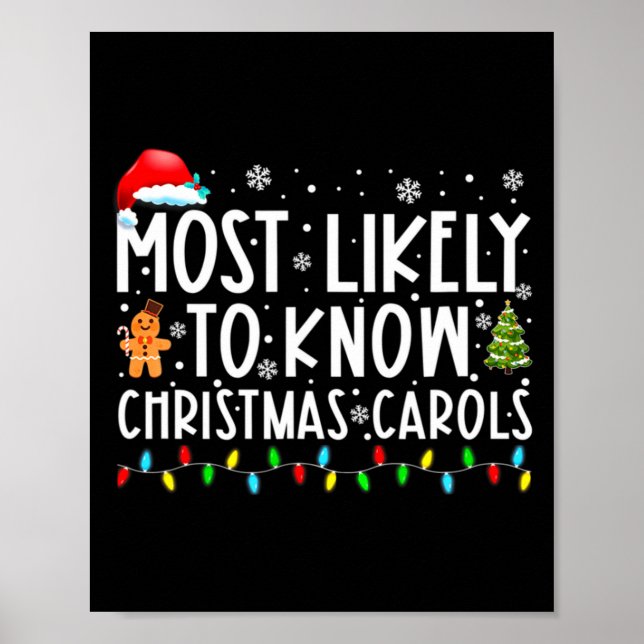 Poster Most Likely To Know Christmas Carols Funny Christm (Frente)