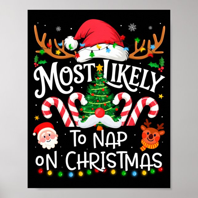 Poster Most Likely To Nap On Christmas Family Matching Ch (Frente)