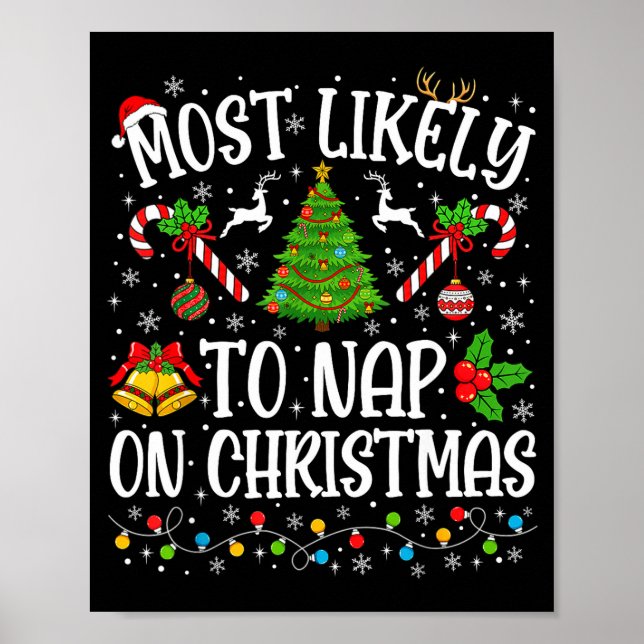 Poster Most Likely To Nap On Christmas Funny Family Match (Frente)