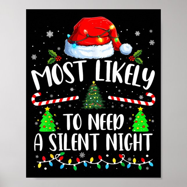 Poster Most Likely To Need A Silent Night Family Matching (Frente)