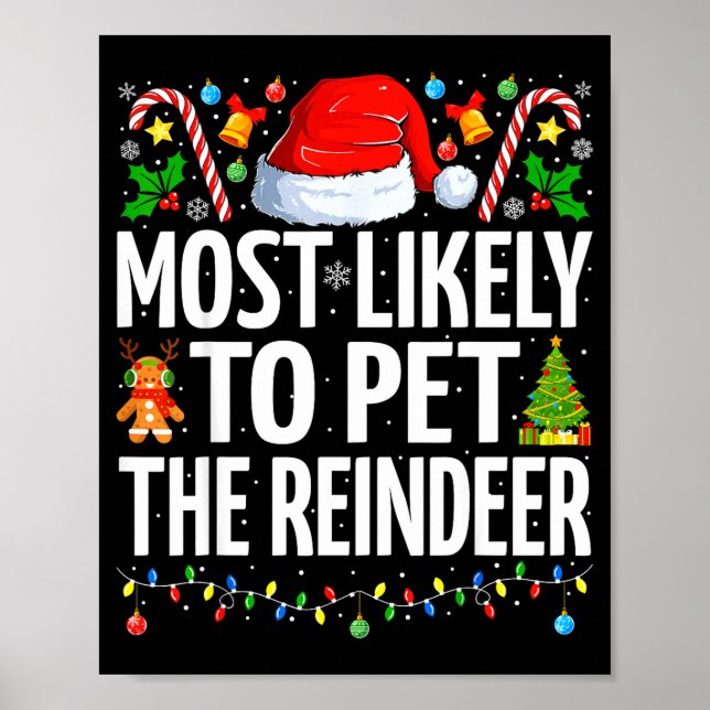 Poster Most Likely To Pet The Reindeer Funny Family Chris (Frente)