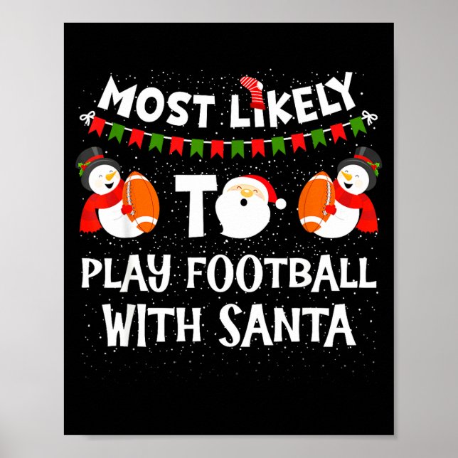 Poster Most Likely To Play Hockey With Santa Christmas  (Frente)