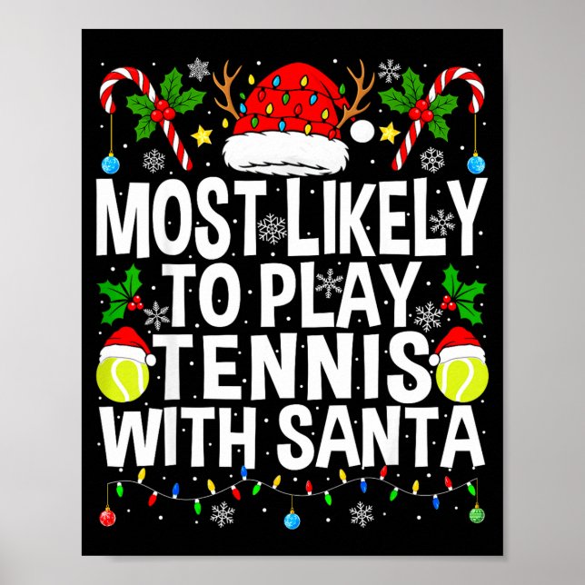 Poster Most Likely To Play Tennis With Santa Funny Christ (Frente)