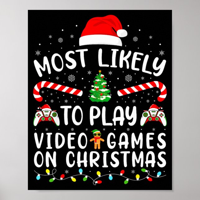 Poster Most Likely To Play Video Games Xmas Family Matchi (Frente)