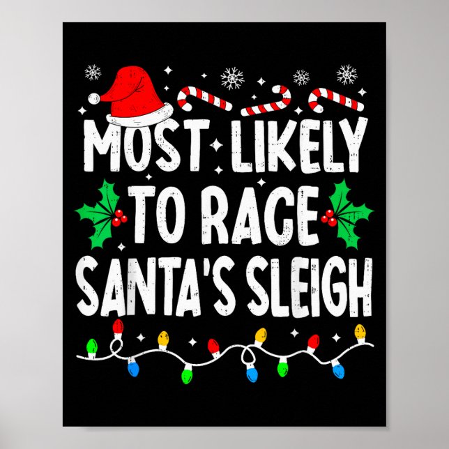 Poster Most Likely To Race Santa's Sleigh Family Matching (Frente)