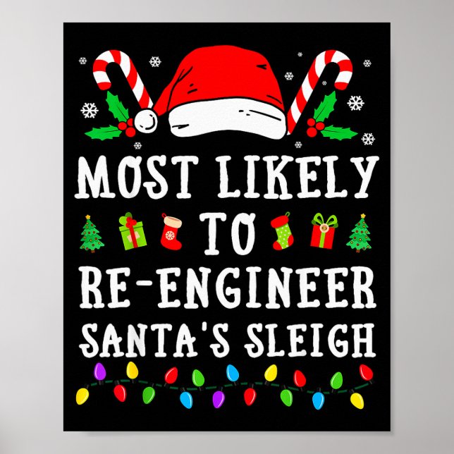 Poster Most Likely To Re-engineer Santa's Sleigh Christma (Frente)