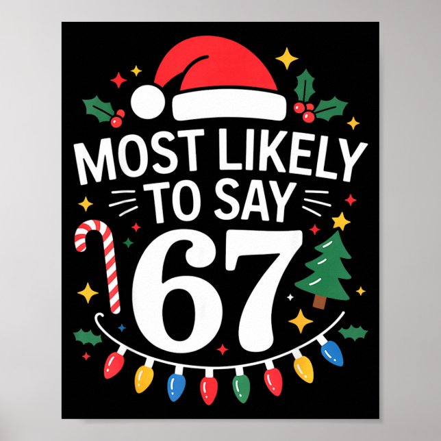 Poster Most Likely To Say 67 Six Seven Funny Christmas Re (Frente)