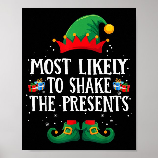 Poster Most Likely To Shake The Matching Christmas Elf  (Frente)