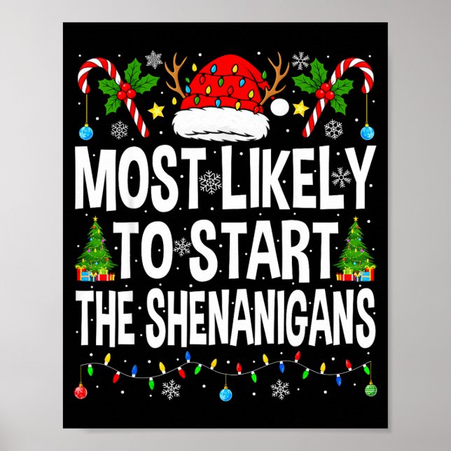 Poster Most Likely To Start The Shenanigans Xmas Matching (Frente)