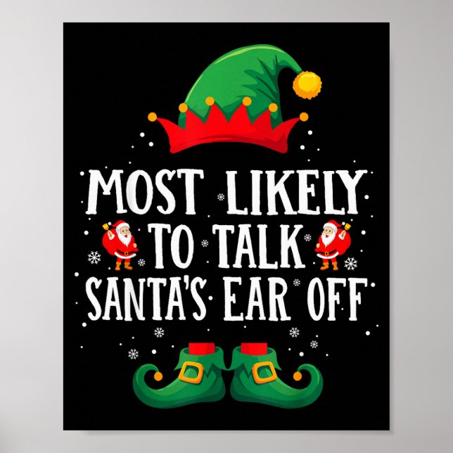 Poster Most Likely To Talk Santa's Ear Off Matching Chris (Frente)