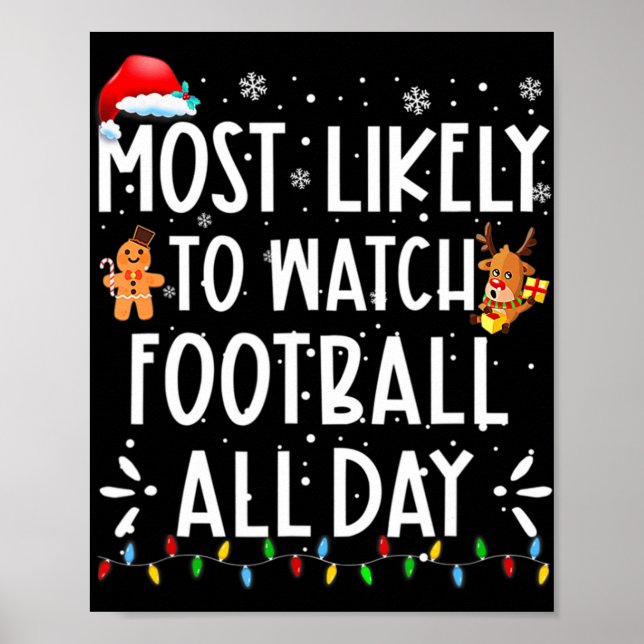 Poster Most Likely To Watch Football All Day Fun Boys Chr (Frente)