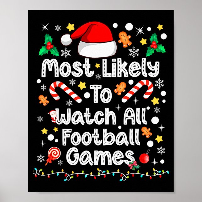 Poster Most Likely Watch All Football Games Family Christ (Frente)