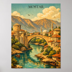 Poster Mostar Antigo, Bósnia Ponte Stari Most Marco Histó