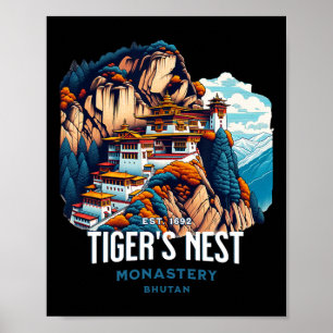 Poster Mosteiro do Ninho do Tigre Butão Paro Cultura Hima