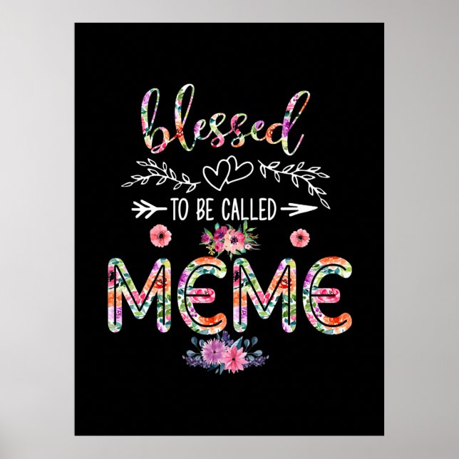 Poster Mother Blessed To Be Called Mom And Meme Flower (Frente)