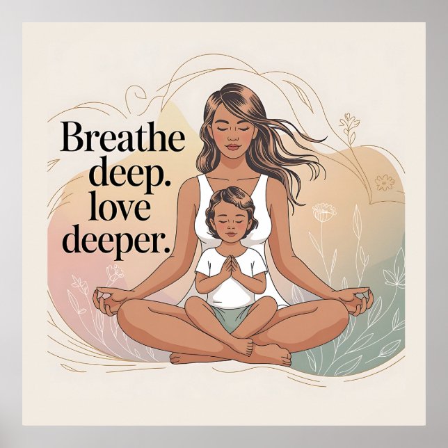 Poster Mother Child Mindfulness Meditation Art (Frente)