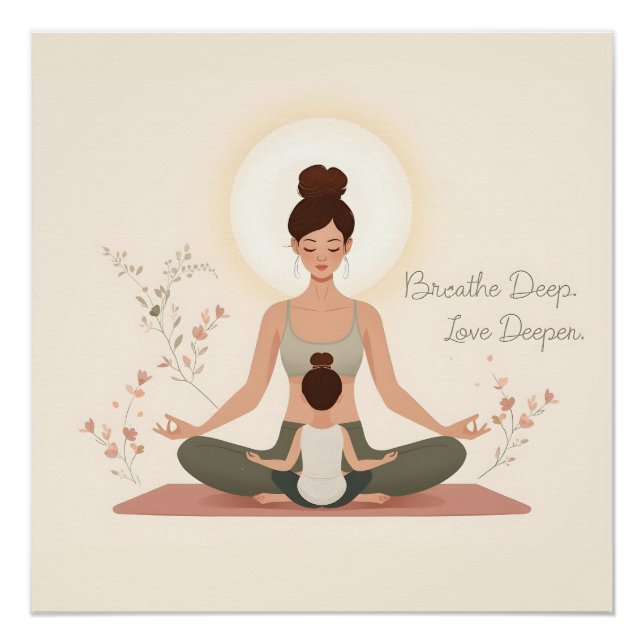 Pôster Mother Child Yoga Meditation Art (Frente)