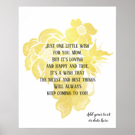 Poster Mother's Day quote art Gold foil flowers