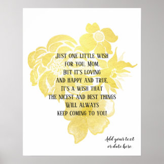Poster Mother's Day quote art Gold foil flowers