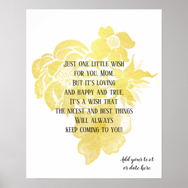 Poster Mother's Day quote art Gold foil flowers (Frente)