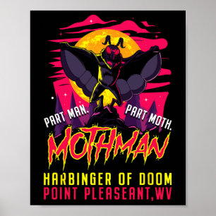 Poster Mothman Fun Cryptid Harbinger Part Man Part Moth