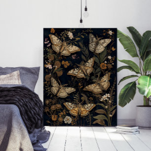 Poster Moths e Flores Botânicos Vintage