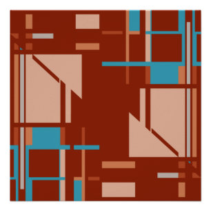Pôster Motif perpendicular cor-de-coral azul perpendicula