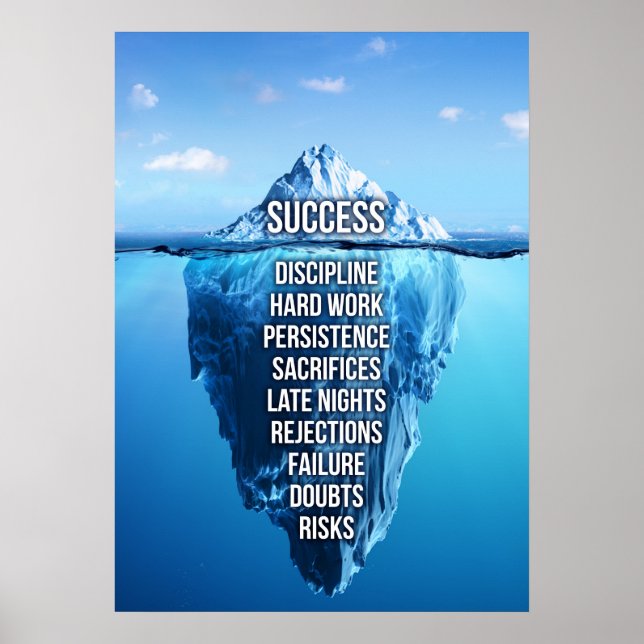 Poster Motivação da Escultura Iceberg de Sucesso (Frente)