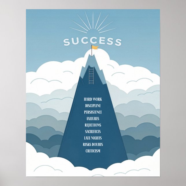 Poster Motivação da Montanha de Sucesso Minimalista (Frente)