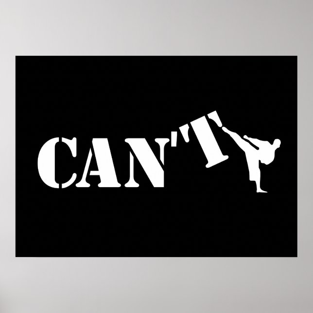 Poster Motivação das Artes Marciais do Kick Cant vs Can (Frente)