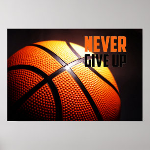 Poster Motivação de basquete - nunca desistir por um arma