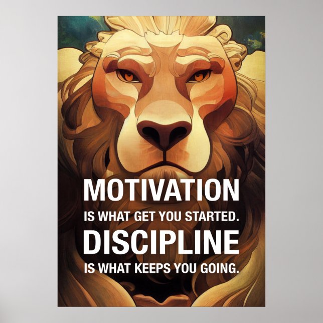 Poster Motivação Disciplina Lion Cotações Motivacionais (Frente)