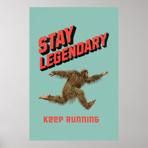 Poster Motivação Divertida de Bigfoot Correndo