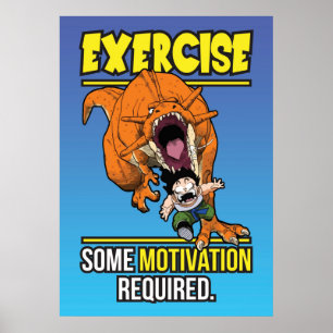 Poster Motivação do Exercício T-Rex - Engraçado Giro Anim