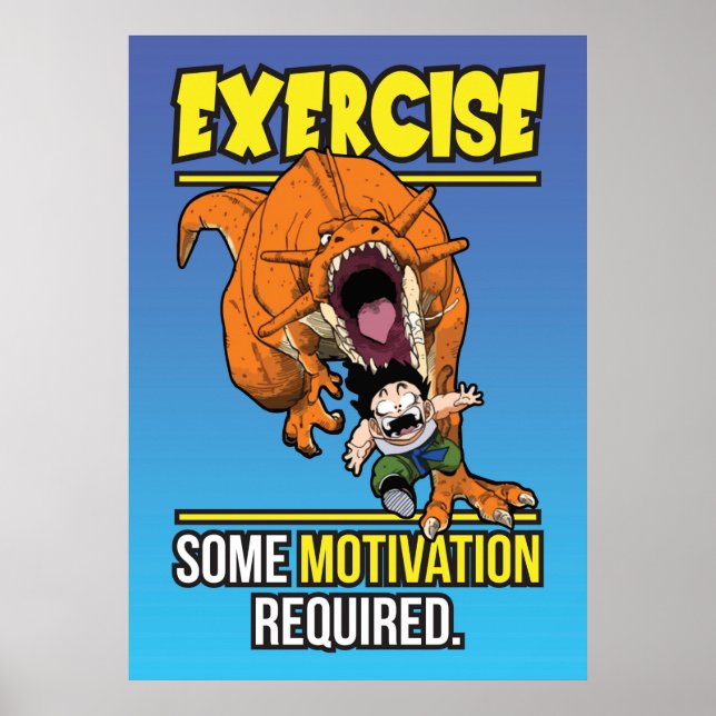 Poster Motivação do Exercício T-Rex - Engraçado Giro Anim (Frente)