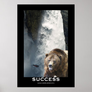 Poster Motivação do SUCESSO dos salmões & da cachoeira