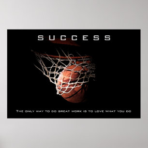Poster Motivação do Trabalho de arte de basquete de suces
