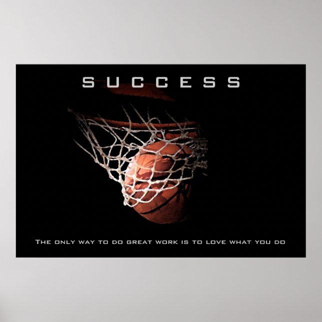 Poster Motivação do Trabalho de arte de basquete de suces (Frente)