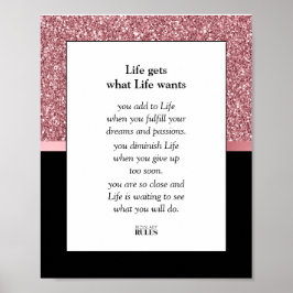 Poster Motivação Empresarial para Mulheres Glitter Rosa P