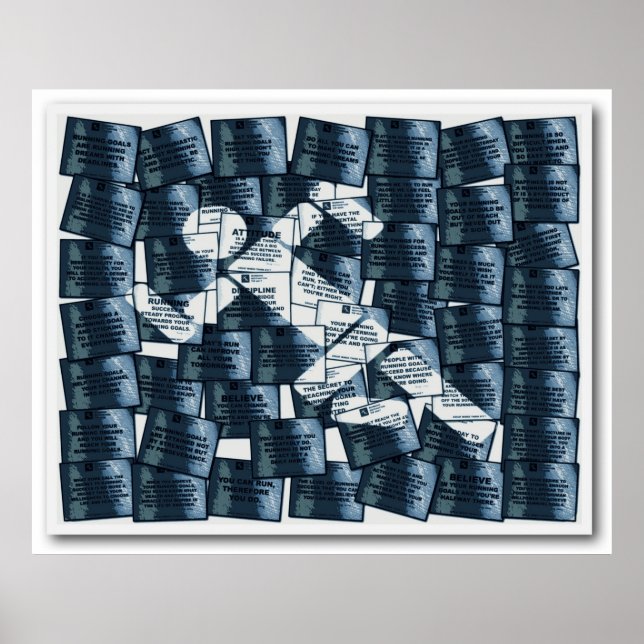 Pôster Motivação Extreme em Execução Posterizada em Azul (Frente)