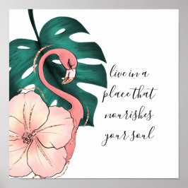 Poster Motivação - Flamingo Rosa Elegante