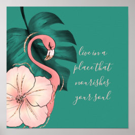 Poster Motivação - Flamingo Rosa Elegante