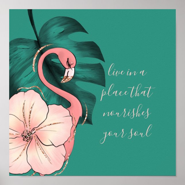 Poster Motivação - Flamingo Rosa Elegante (Frente)