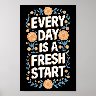 Poster Motivação Floral de Início Novo