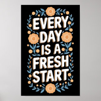 Poster Motivação Floral de Início Novo